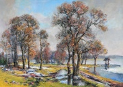 Alvydas Stauskas. Ankstyvas pavasaris Dusetose. 2017, drobė, aliejus, 50x70