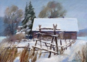 Alvydas Stauskas. Žiemos motyvas (Jaskoniškės).1988, kartonas, aliejus, 32x43,5 
