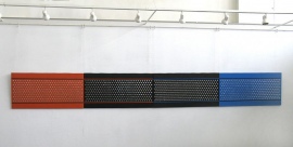 Horizontalumas 1 - 4,

oda, centai, intarsija, 

112 x 200 cm. 