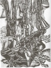 „Gyvenimo medis“ (2), pagal B. Kutavičiaus oratoriją. 1987. Linoraižinys
