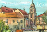 Kazys Kęstutis Šiaulytis
Vilnius. Visų Šventųjų bažnyčia. 2001. Akvarelė, akvareliniai pieštukai 29,7 X 42 cm